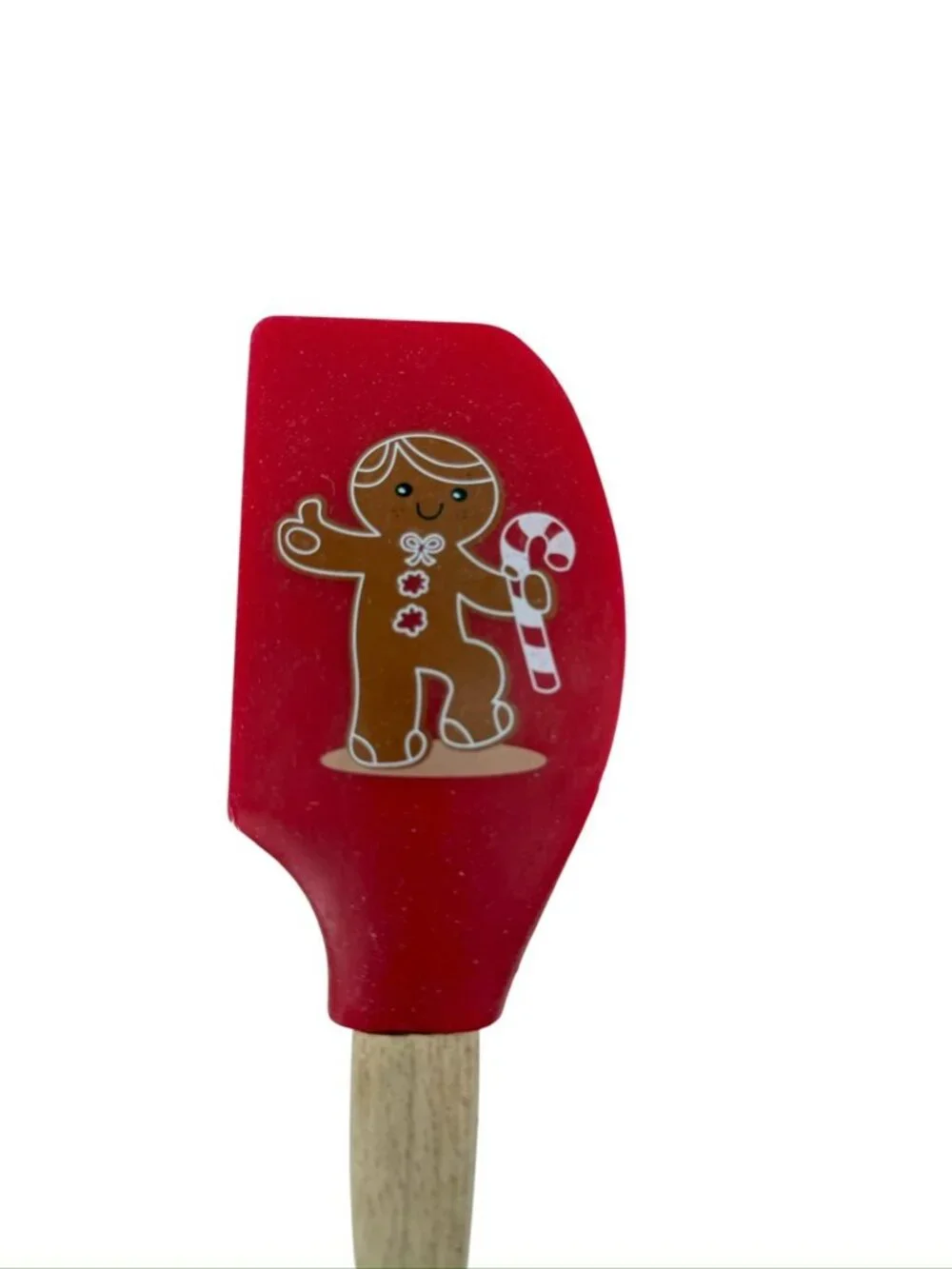 3 Christmas Spatula Gingerbread Candy Cane Reindeer Snow Wooden Handle Unused